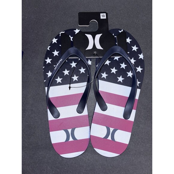 Hurley One and Only Americana Sandals Flip Flop Red White Blue Men's Size 10 - Picture 1 of 2